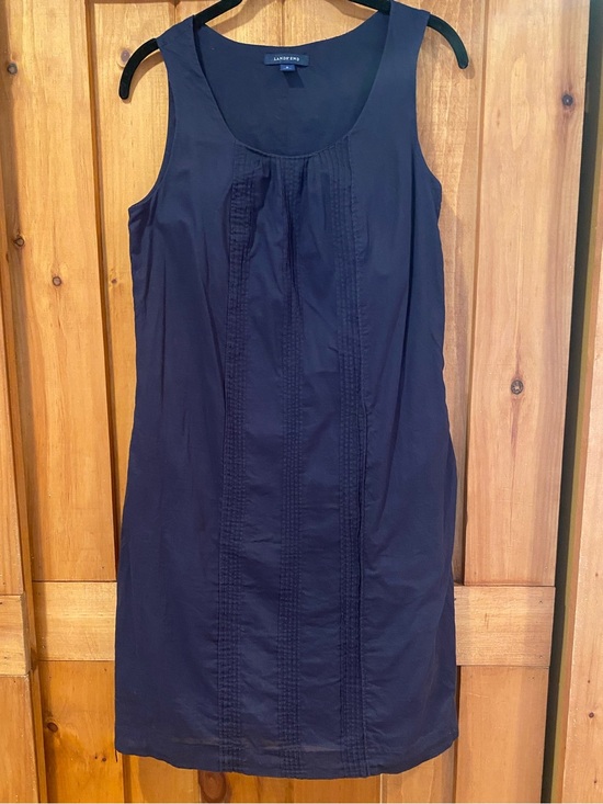 Lands' End Dresses & Skirts - Lands'End Women's Navy Blue Pleated Accent Knee Length Double Layer Dress